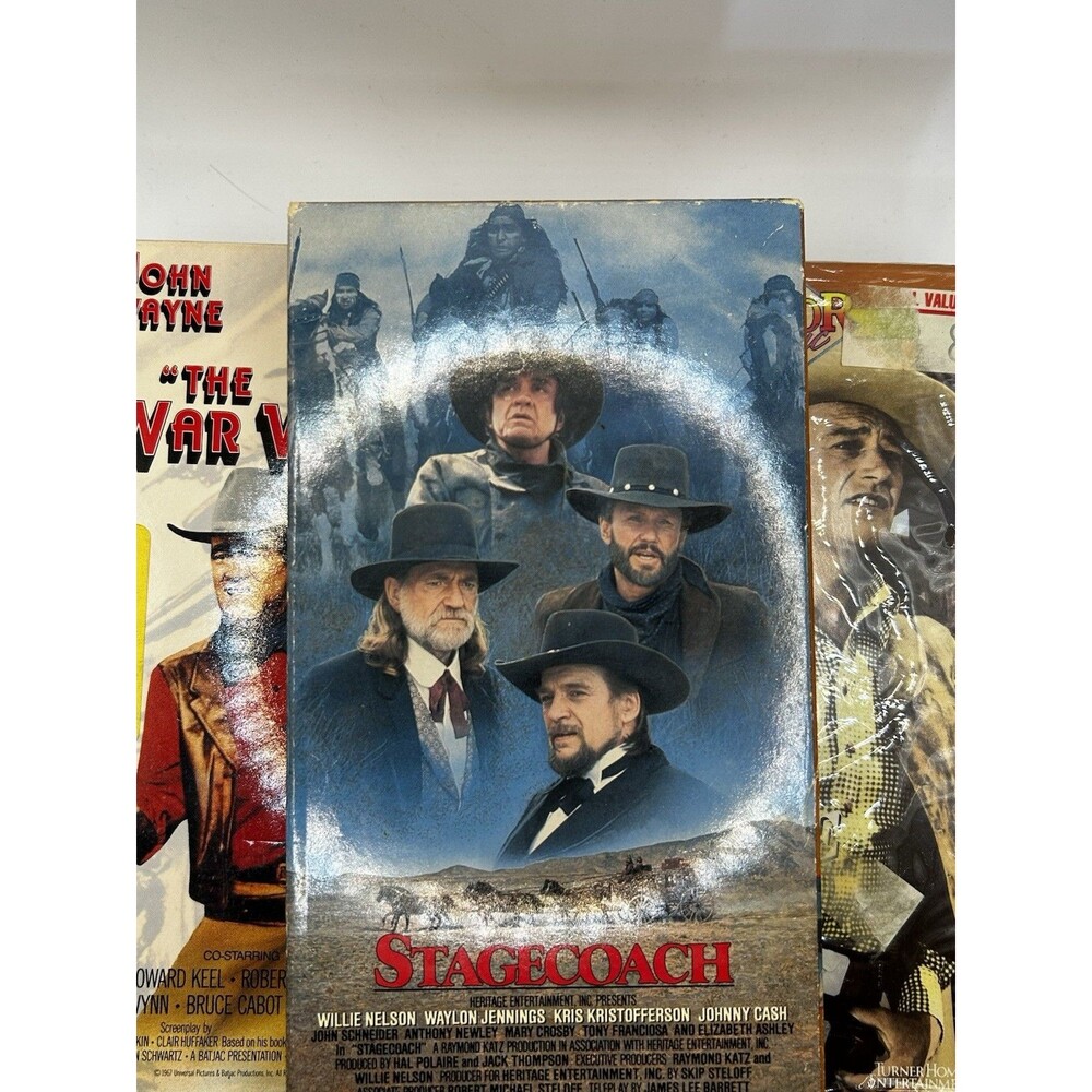 Lot of 5 Western VHS Tapes John Wayne Willie Nelson Stagecoach McLintock